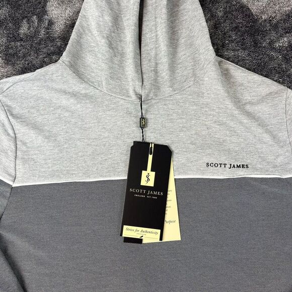 Scott James England Colorblock Hoodie Pullover Lightweight Men's XL Gray NWT - Picture 2 of 9
